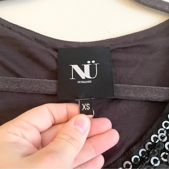 NU DENMARK Beaded Embellished Tailcoat Blazer Black Metal Gray Jacket Women's XS - Picture 6 of 7